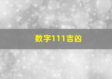 数字111吉凶