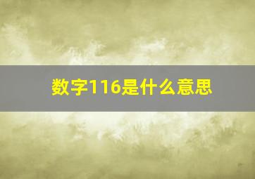 数字116是什么意思