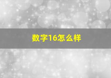 数字16怎么样