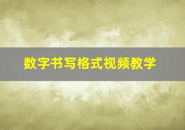 数字书写格式视频教学