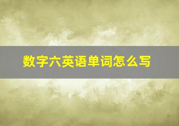 数字六英语单词怎么写