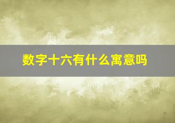 数字十六有什么寓意吗