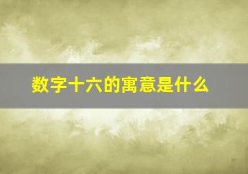 数字十六的寓意是什么