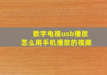 数字电视usb播放怎么用手机播放的视频