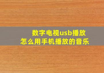 数字电视usb播放怎么用手机播放的音乐