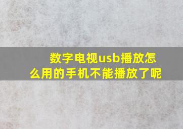 数字电视usb播放怎么用的手机不能播放了呢