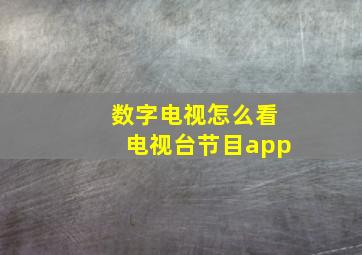 数字电视怎么看电视台节目app