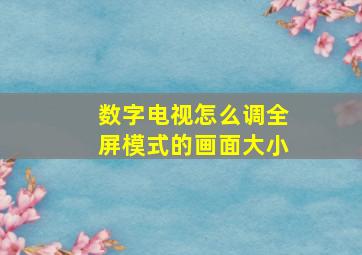 数字电视怎么调全屏模式的画面大小