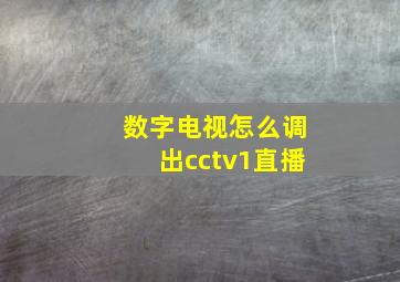 数字电视怎么调出cctv1直播