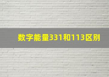 数字能量331和113区别