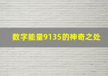 数字能量9135的神奇之处