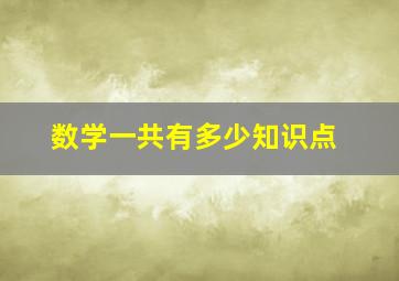 数学一共有多少知识点