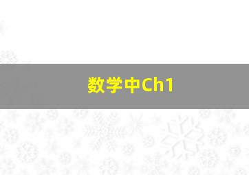 数学中Ch1