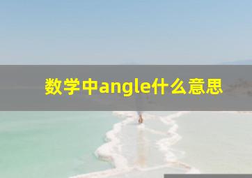 数学中angle什么意思