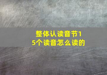 整体认读音节15个读音怎么读的