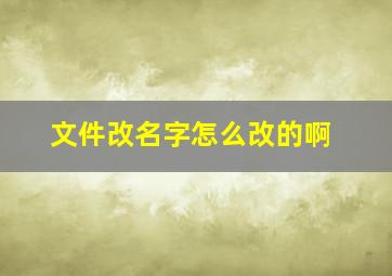 文件改名字怎么改的啊