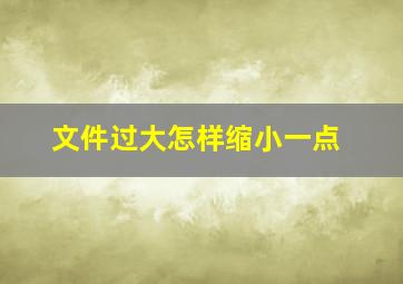 文件过大怎样缩小一点