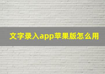 文字录入app苹果版怎么用