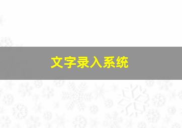 文字录入系统