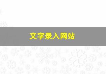 文字录入网站