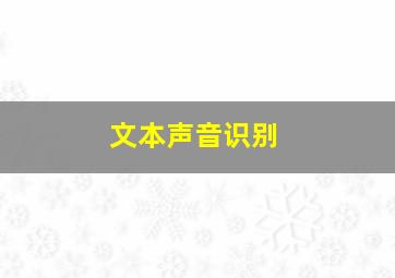 文本声音识别