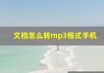 文档怎么转mp3格式手机