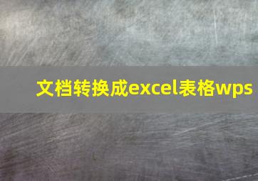 文档转换成excel表格wps