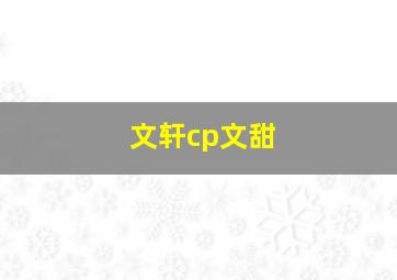 文轩cp文甜