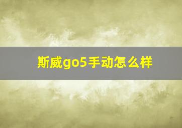 斯威go5手动怎么样