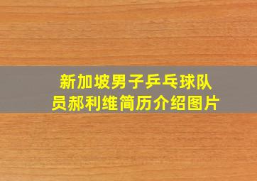 新加坡男子乒乓球队员郝利维简历介绍图片