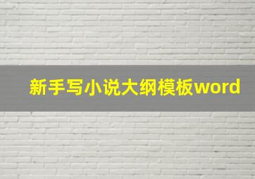 新手写小说大纲模板word