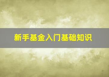 新手基金入门基础知识