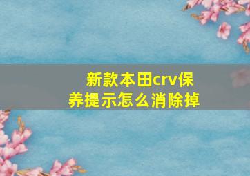 新款本田crv保养提示怎么消除掉