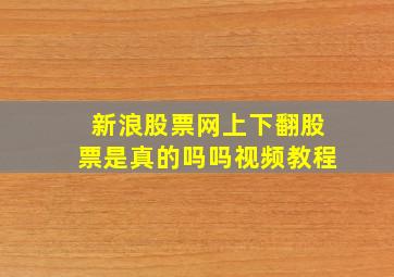 新浪股票网上下翻股票是真的吗吗视频教程