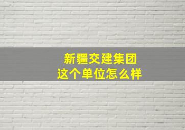 新疆交建集团这个单位怎么样