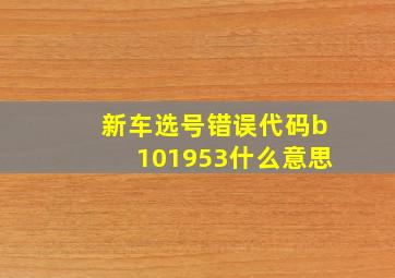 新车选号错误代码b101953什么意思