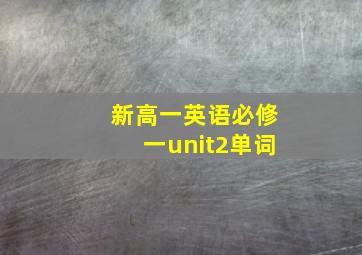 新高一英语必修一unit2单词