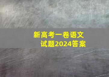 新高考一卷语文试题2024答案