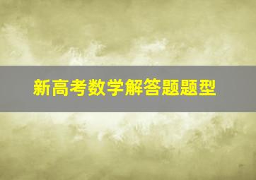 新高考数学解答题题型