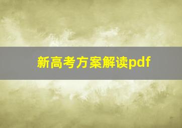 新高考方案解读pdf