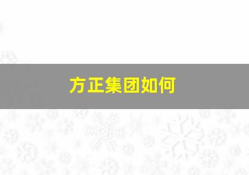 方正集团如何