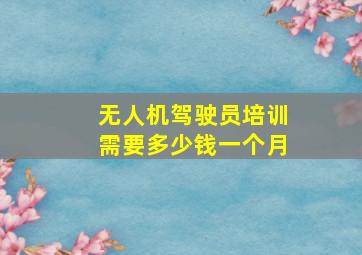 无人机驾驶员培训需要多少钱一个月