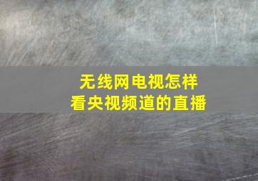 无线网电视怎样看央视频道的直播