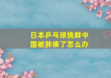 日本乒乓球挑衅中国被胖揍了怎么办