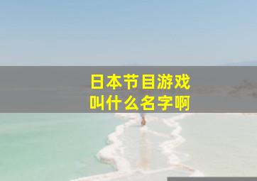 日本节目游戏叫什么名字啊