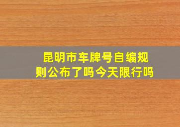 昆明市车牌号自编规则公布了吗今天限行吗