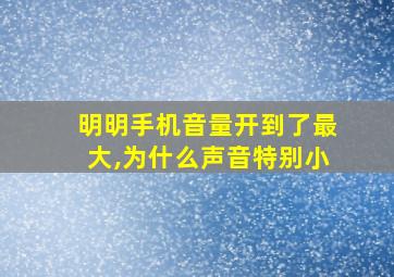 明明手机音量开到了最大,为什么声音特别小