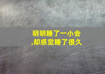 明明睡了一小会,却感觉睡了很久