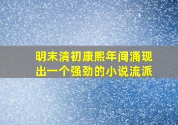 明末清初康熙年间涌现出一个强劲的小说流派