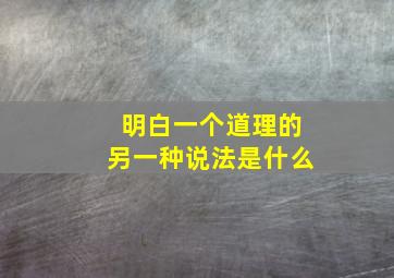 明白一个道理的另一种说法是什么